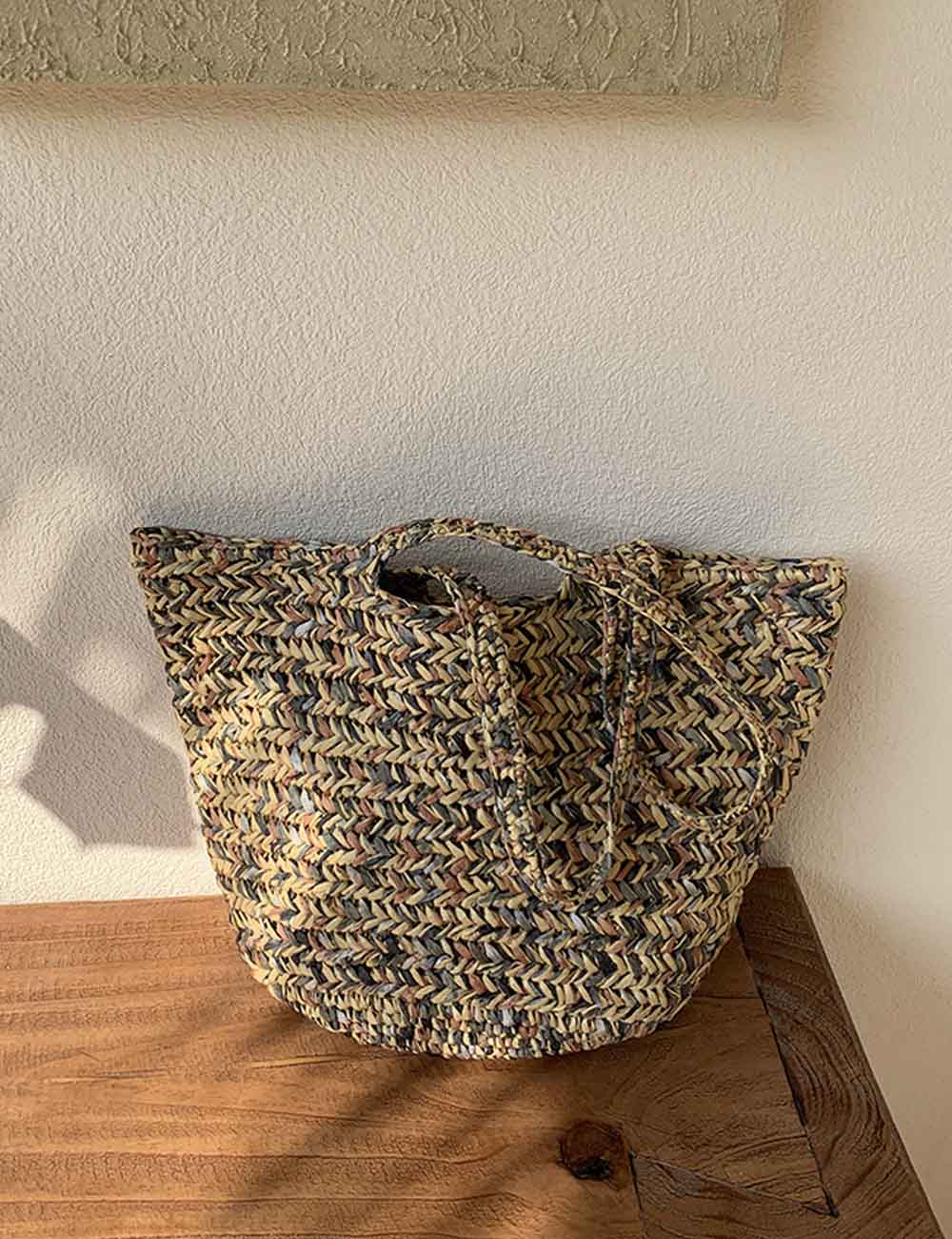 Stylish Large Capacity Straw Woven Tote Bag 8CW6BBG525L