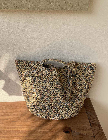 Stylish Large Capacity Straw Woven Tote Bag 8CW6BBG525L