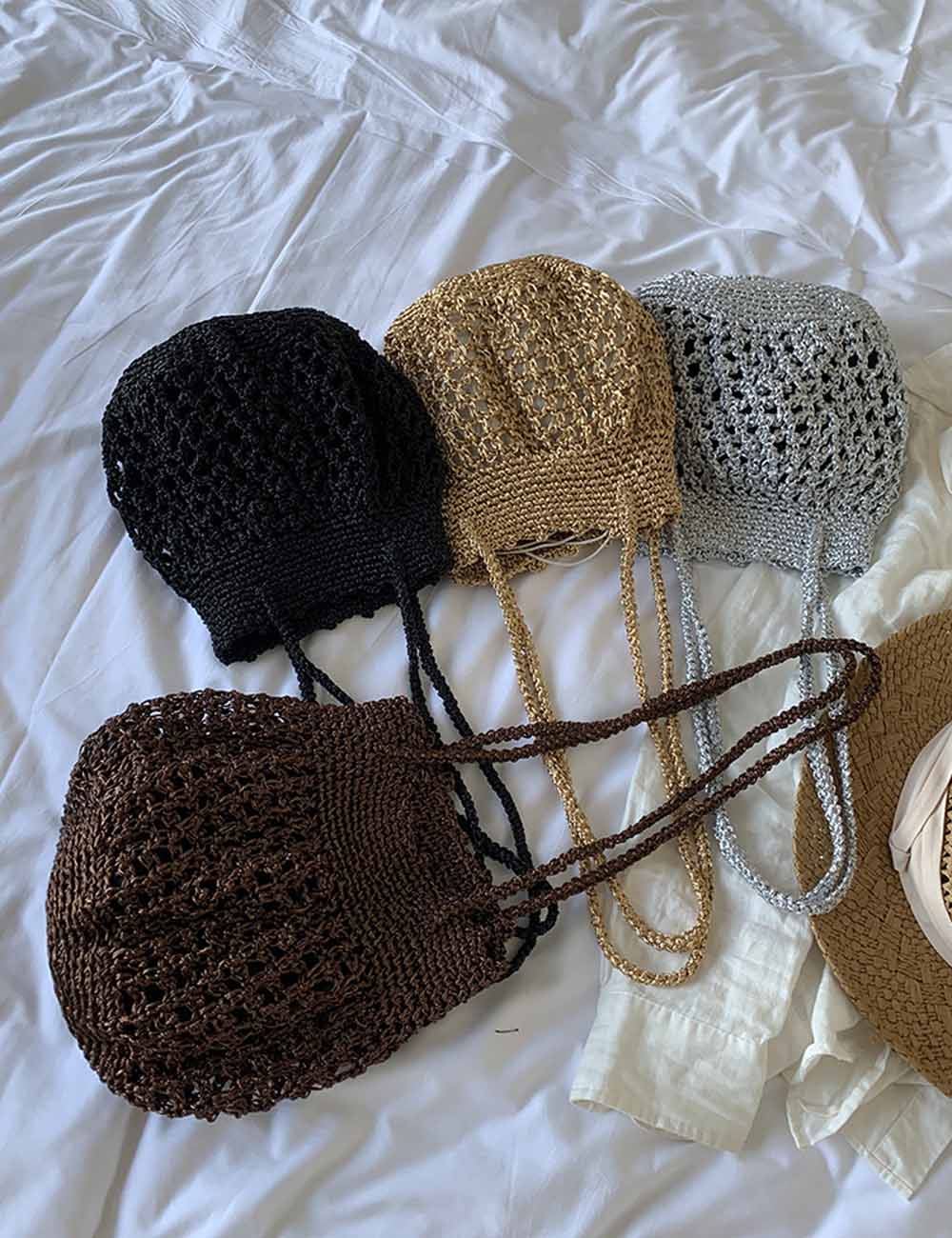 Stylish Solid Color Hollow Handmade Underarm Bag 8CW6BBG527L