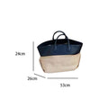 Stylish Splice Color Block Straw Woven Tote Bag 8CW6BBG529L