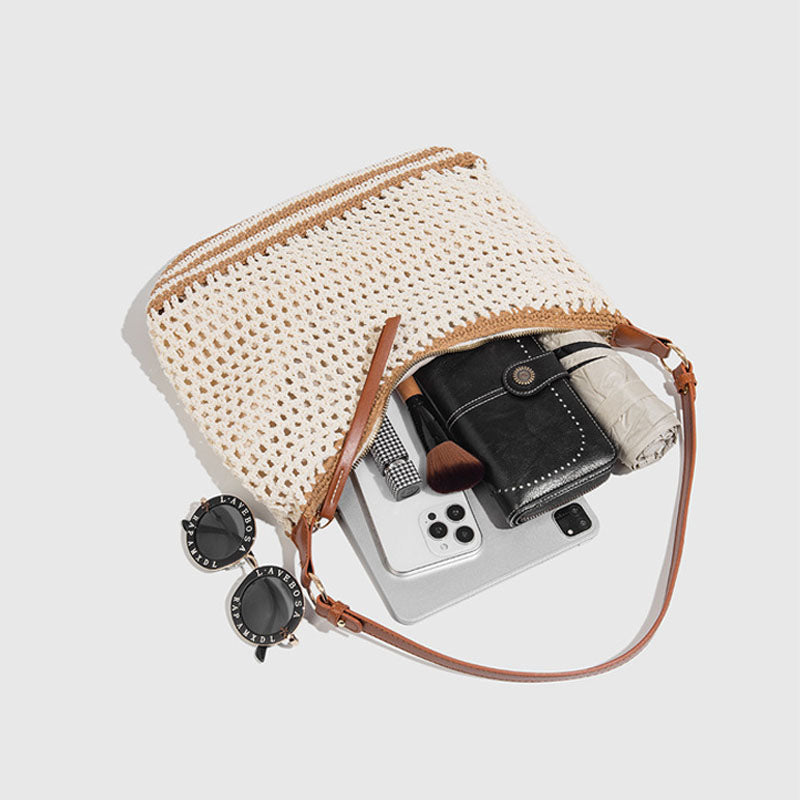 Minimalist Hollow Out Hand-woven Beach Shoulder Bag MK2BK6W10BBG04