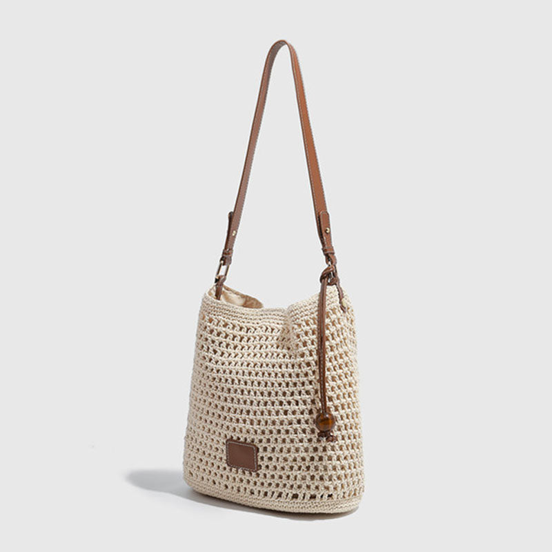 Stylish Solid Color Hand-woven Hollow Underarm Bag MK2BK6W10BBG05