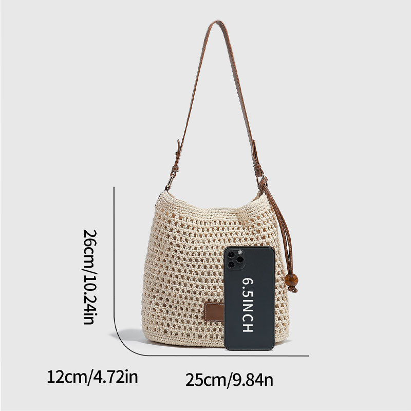 Stylish Solid Color Hand-woven Hollow Underarm Bag MK2BK6W10BBG05
