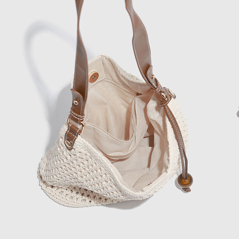 Stylish Solid Color Hand-woven Hollow Underarm Bag MK2BK6W10BBG05