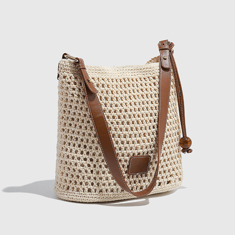 Stylish Solid Color Hand-woven Hollow Underarm Bag MK2BK6W10BBG05