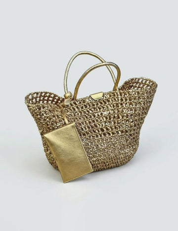 Stylish Gold Hollow Out Large Capacity Tote Bag MK2BK6W10BBG08