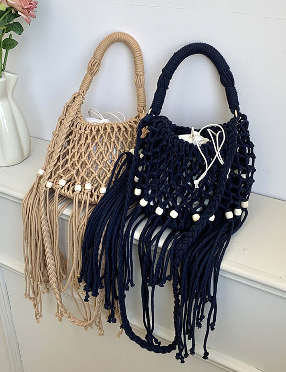 Boho-Style Hollow Out Tassel Handbag MK2BK6W10BBG09