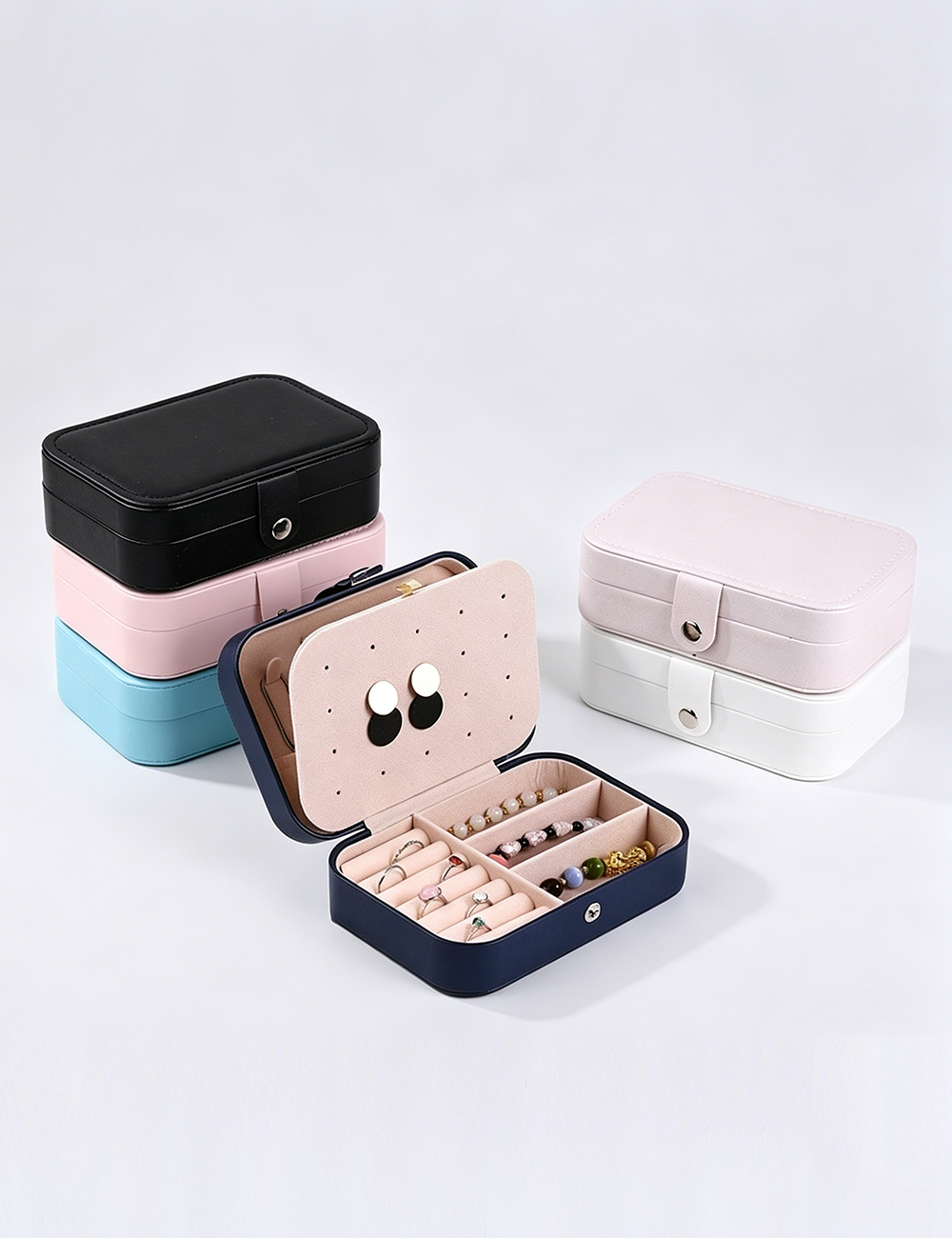 Trendy Solid Color Large Capacity Jewelry Case 8CW6BOB294L