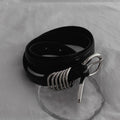 Stylish Silver Circle Versatile Adjustable Leather Belt 6W6JBT152