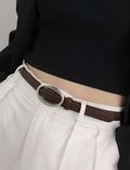 Vintage Oval Buckle Jeans Belt Leather Belt 6W6JBT155
