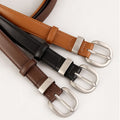 Minimalist Silver Buckle Versatile Leather Belt 6W6JBT156