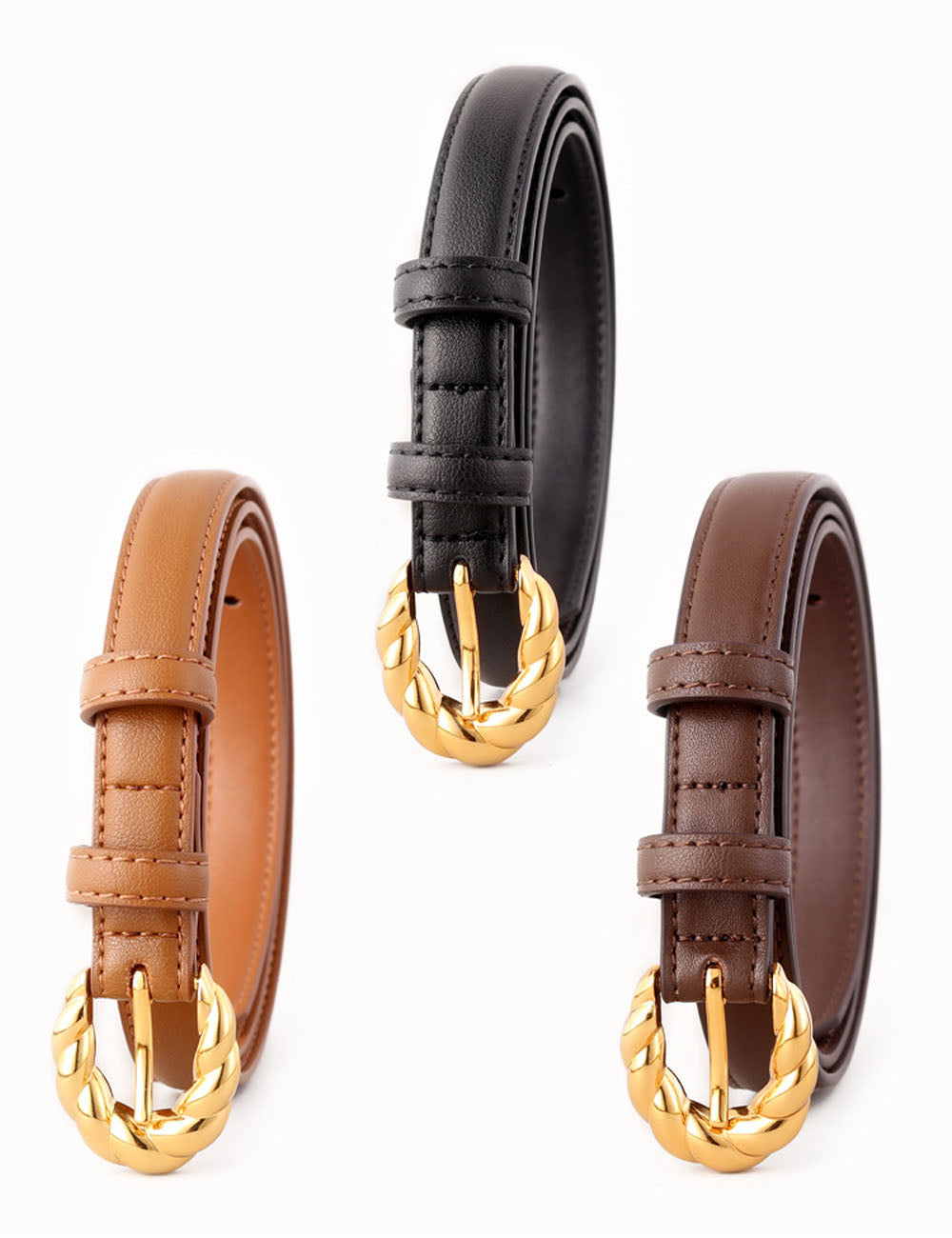 Twisted Buckle Leather Belt - DippedShop Wholesale - #0323
