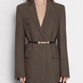 Elegant Pearl Gold Buckle Skinny Dress Leather Belt 6W6JBT160