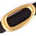 Trendy Gold Oval Buckle Adjustable Leather Belt 6W6JBT161