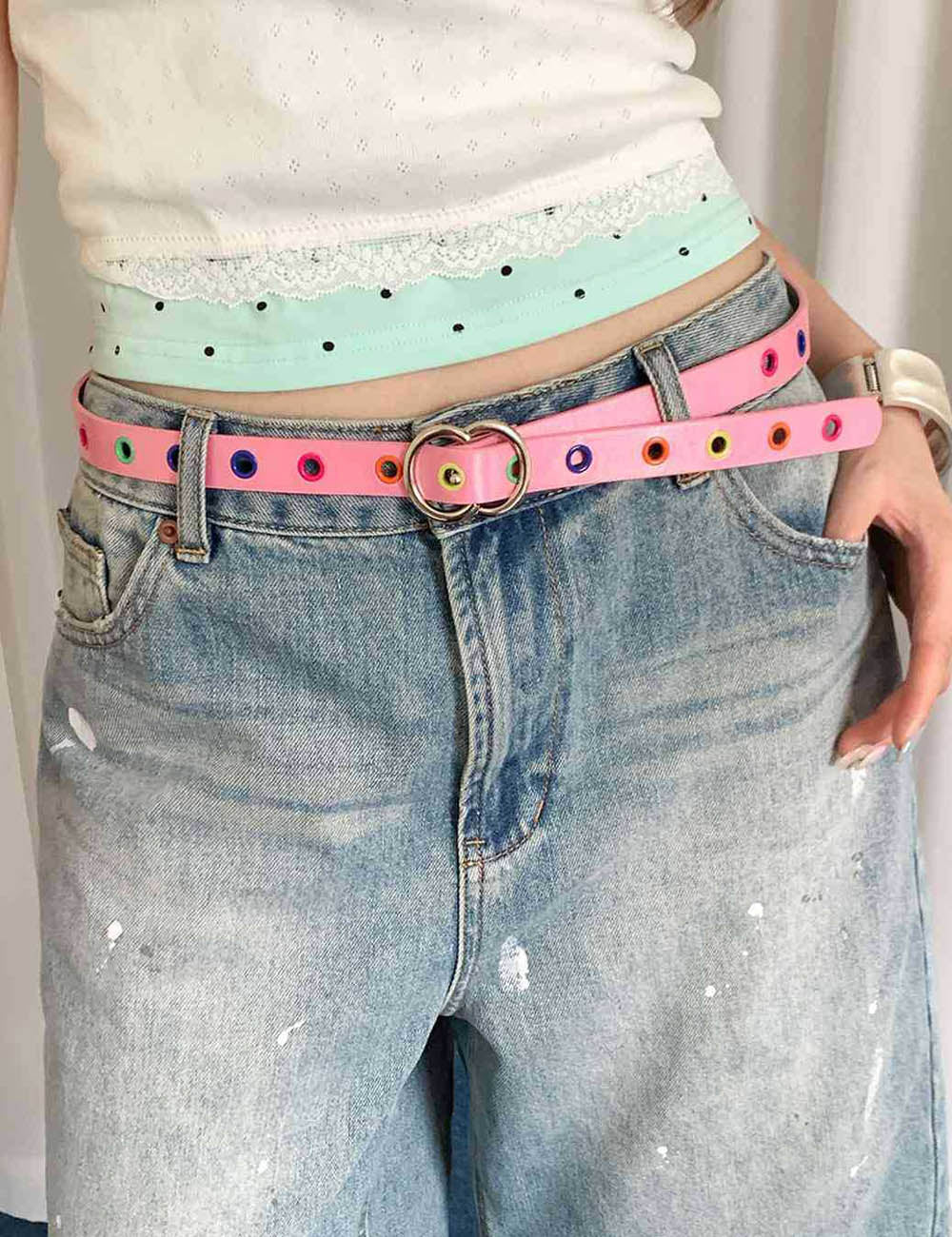 Skinny Studded Leather Belt - DippedShop Wholesale - #0371
