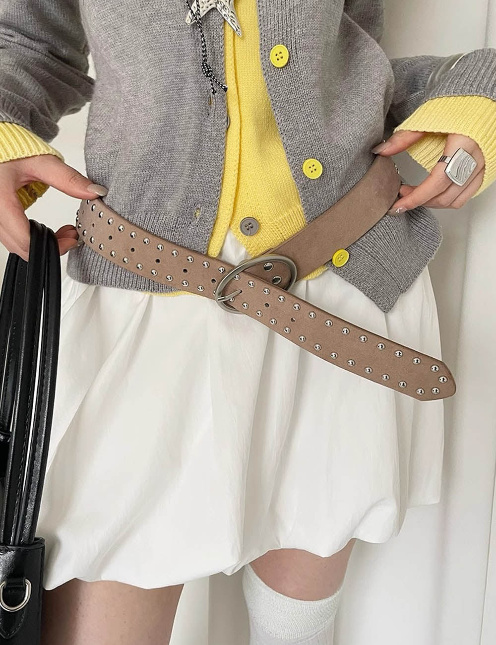 Double Studded Suede Belt - DippedShop Wholesale - #3667