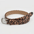 Fashion Leopard Print Braided Woven Leather Belt 6W6JBT173