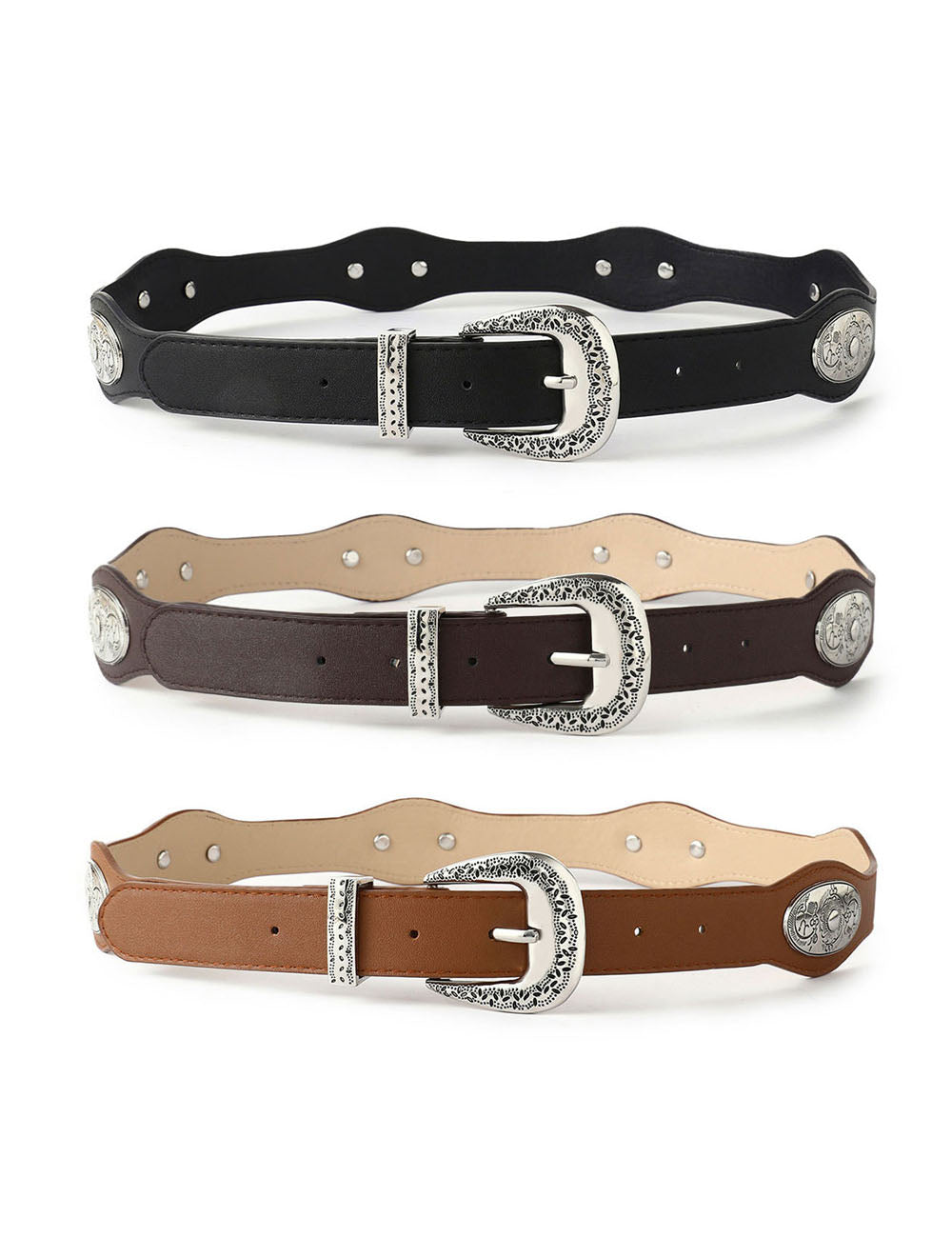 Studded Distressed Leather Belt - DippedShop Wholesale - #5795