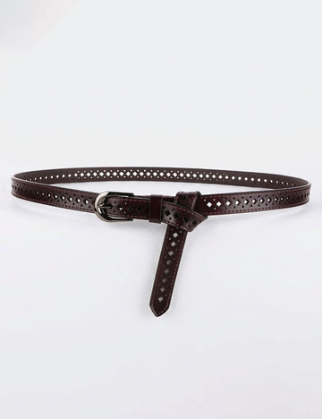 Trendy Hollow Out Solid Color Leather Belt 6W6JBT175