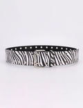 Retro Animal Print Color Contrast Leather Belt 6W6JBT178