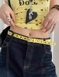 Fashoion Hollow Out Star Yellow Leather Belt 6W6JBT141