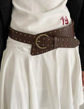 Retro Western Studded Wide Leather Belt 6W6JBT142