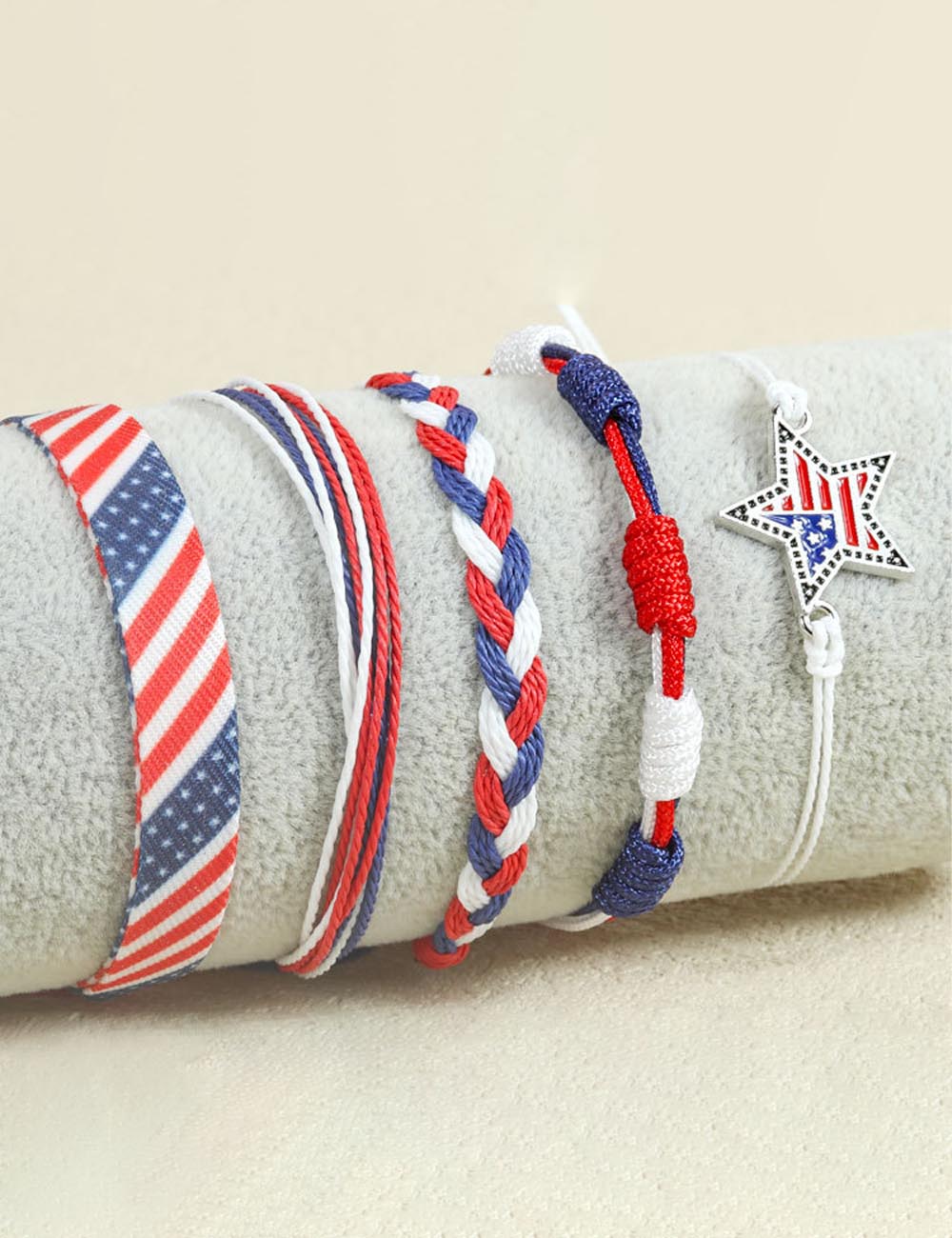 Stylish Rope Braided USA Flag Bracelet Set 8ZA6JBR129T