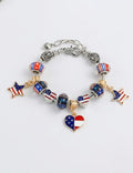 Hiphop American Flag Pattern Beaded Chain Bracelets 8ZA6JBR136T