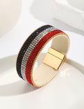 Stylish PU Leather Sparkling Diamonds Band Bracelets 8ZA6JBR139T