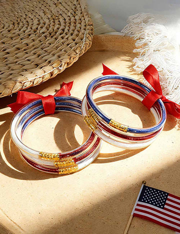 Minimalist Red Bow Glitter PVC Bracelet Set 8ZA6JBR140L