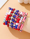 Stylish USA Flag Elastic Beaded Chain Bracelets Set 8ZA6JBR301L