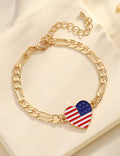Retro Gold Plated USA Flag Chain Bracelet 8ZA6JBR304L