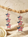 Vintage American Flag Star Pendant Stud Earrings 8ZA6JER185L