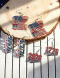 Stylish USA Flag Letter Pendant Hook Earrings 8ZA6JER186L