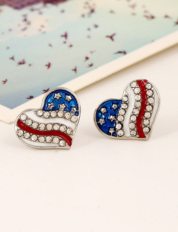 Hiphop American Flag Rhinestones Star Stud Earring 8ZA6JER188L