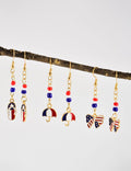 Vintage USA Flag Boot Pendant Beaded Dangle Earring 8ZA6JER190L