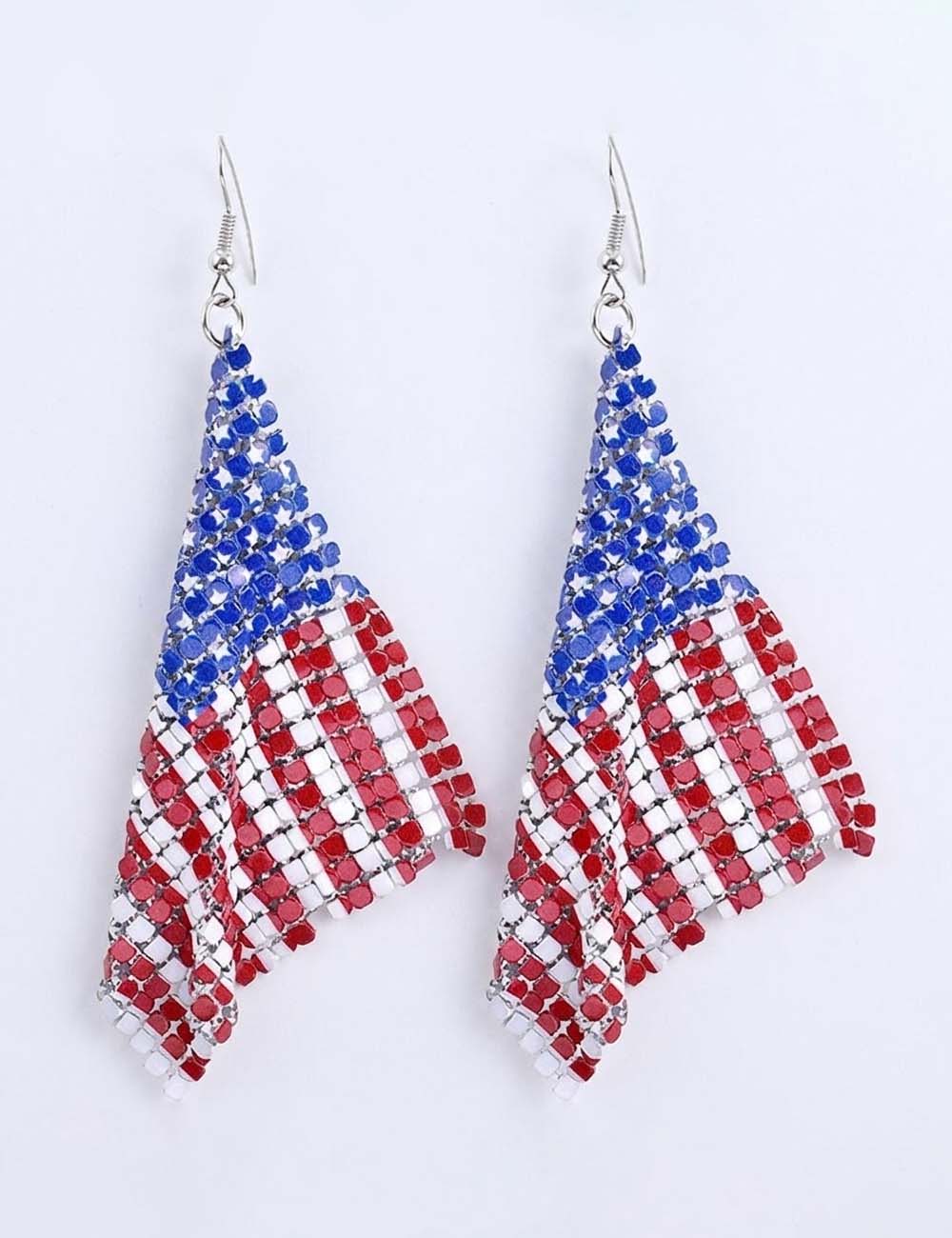 Stylish Sequin USA Flag Pendant Hook Earring 8ZA6JER193L
