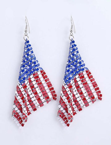 Stylish Sequin USA Flag Pendant Hook Earring 8ZA6JER193L