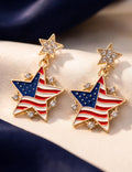 Retro USA Flag Star Pendant Dangle Earring 8ZA6JER195L
