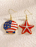 Retro USA Flag Shell Pendant Hook Earring 8ZA6JER199L