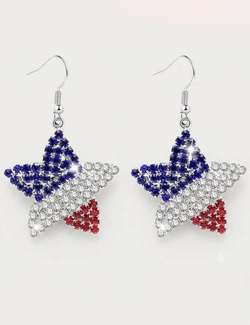 Trendy Sparkling Rhinestones Star Pendant Hook Earrings 8ZA6JER301L