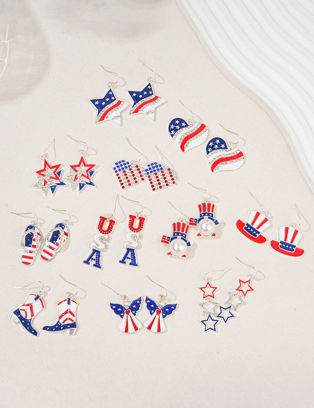 Hiphop USA Flag Love Heart Pendant Hook Earrings 8ZA6JER306L