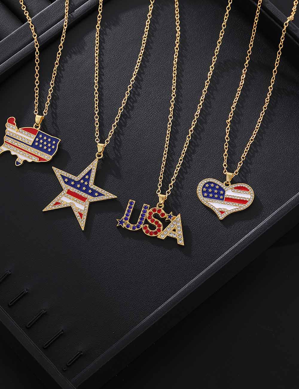 Stylish USA Map Pendant Choker Necklace 8ZA6JNC276T