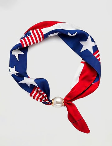Stylish USA Flag Pearl Statement Scarf Necklace 8ZA6JNC277T