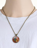 Retro USA Flag Pattern Round Pendant Chain Necklace 8ZA6JNC278T