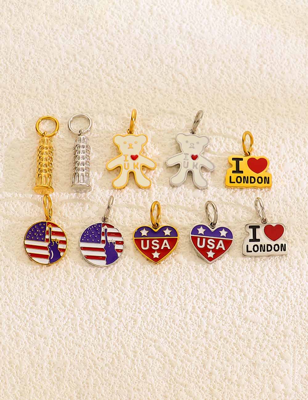 Stylish Gold Plated USA Flag Disc Pendant Keychain 8ZA6JNC280T