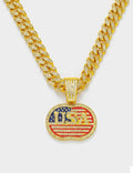 Hiphop USA Flag Pattern Pendant Chain Necklace 8ZA6JNC282T