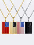 Retro American Flag Geometric Pendant Necklace 8ZA6JNC283T