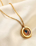 Elegant USA Flag Heart Pendant Chain Necklace 8ZA6JNC284T