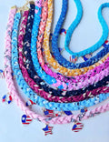 Hand Woven USA Flag Umbrella Pendant Choker Necklace 8ZA6JNC287T